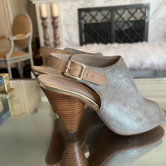 Seychelles Sz 9 suede champagne open toe bootie - Picture 5 of 7